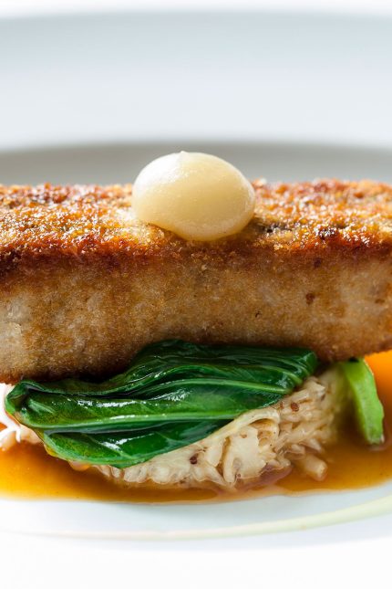 Honey and lemon glazed Scottish salmon dish at Chapter One Restaurant, Kent.