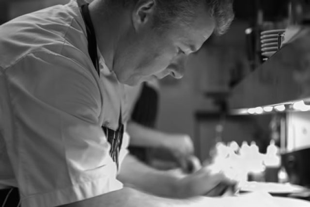 Chef Andrew McLeish leading a gourmet cookery masterclass at Chapter One, Kent.